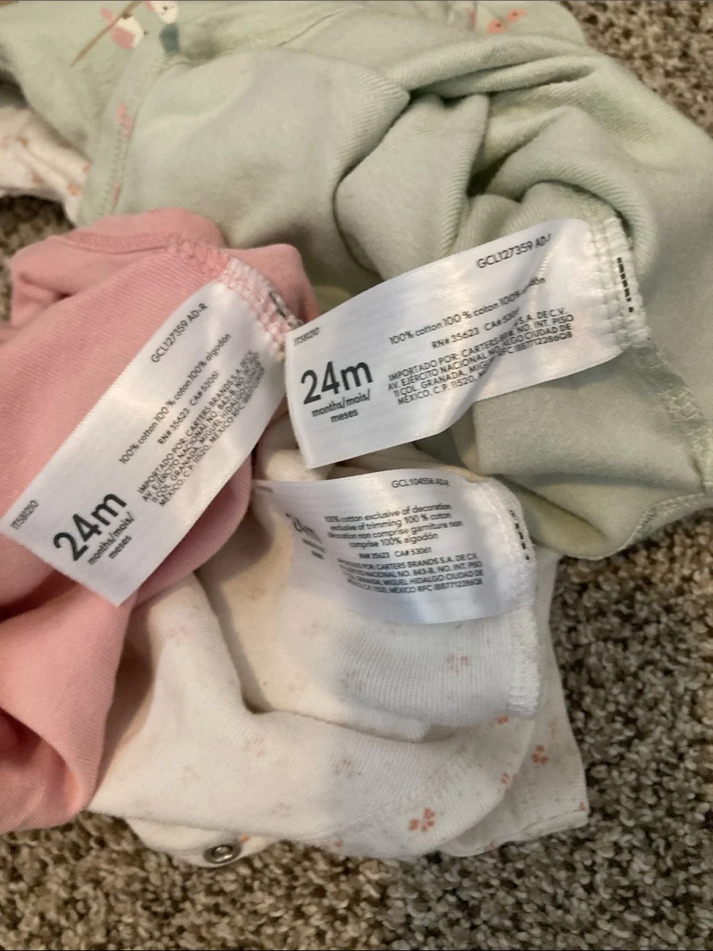Baby Girls Long-Sleeve One-Piece Bodysuit Trio - Pink, Mint & Floral
